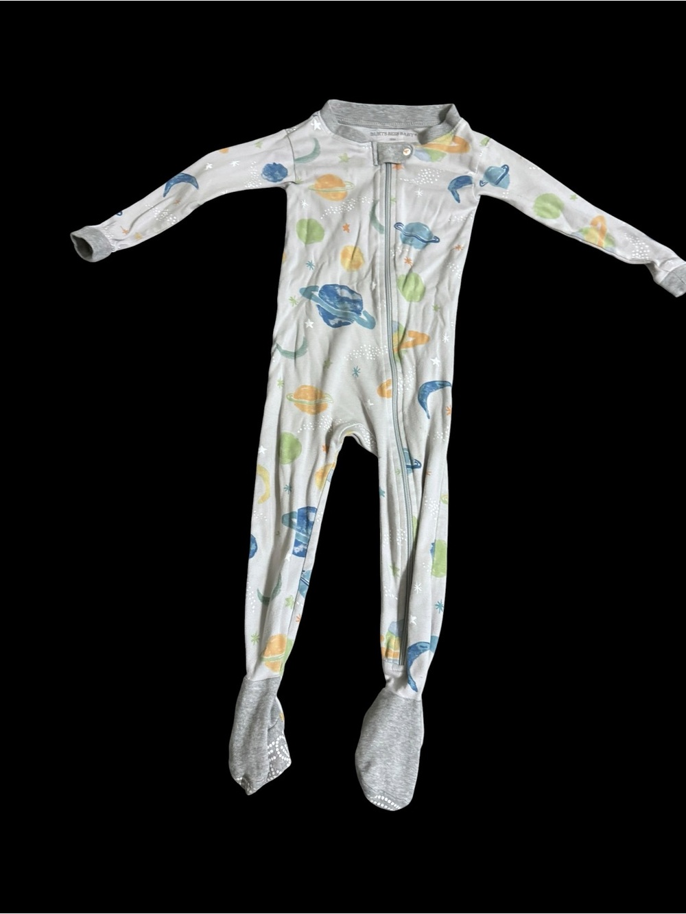 Unbranded White Footed One-Piece with Blue, Green & Yellow Planet Print